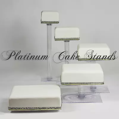 5 Tier Cascade Wedding Cake And Cupcake Stand Square (SQ525) • $84.99