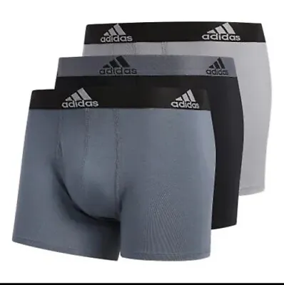 Adidas Men's Onyx/Black/G 3-Pk Performance Stretch Cotton Trunks 979398-A Size M • $19.99