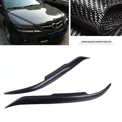 Carbon Fiber Car Front Headlight Eyebrow Eyelid Trim For 2003-2013 2006 Mazda 6 • $30.43