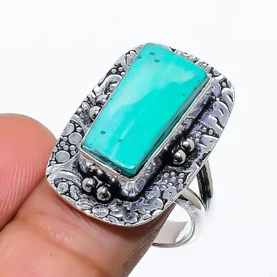 Green Malachite Gemstone Handmade 925 Sterling Silver Jewelry Ring Size 7 (US) • $10.99