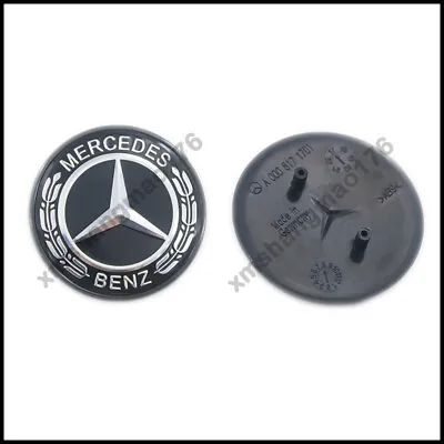 Mercedes-Benz Black 2-pin Hood Emblem Laurel Wreath Logo GLC GLE GLS GL G ML GLK • $25.99