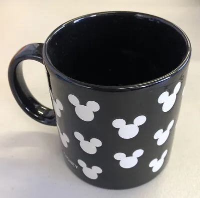 Classic Disney Mickey Mouse Coffee Tea Cup Mug Black White Silhouette Ears Logo • $16.99
