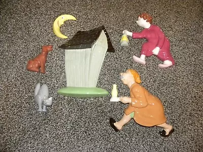 VIntage ARNELS Ceramic Wall Hanging Set  Rush To The Outhouse” Chalk Ware 6 Pcs • $49.99