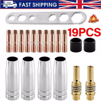 MB15 MIG WELDING CONSUMABLES KIT TORCH CONTACT TIPS NOZZLE SHROUD 14AK/15AK 19pc • £2.99