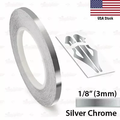 $7.95 • Buy 1/8  Roll Vinyl Pinstriping Pin Stripe Line Tape Decal Sticker 3mm SILVER CHROME