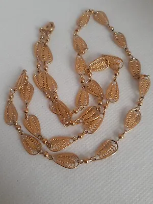 Vintage Trifari Delicate Gold Tone Filigree Leaf Motif Necklace • $24.99
