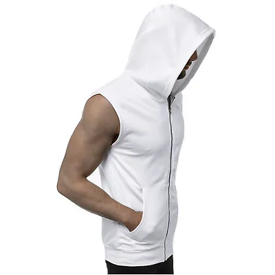 Men's Workout Hoodie Sleeveless Vest Muscle Tank Tops Gym Fitness Bodybuilding • $15.61