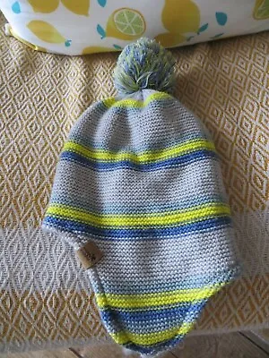 Muddy Puddles Hat 3-4yrs Striped With Bobble And Tassels VG Condition • £3