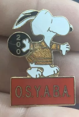 Vintage Snoopy Dog Pin Bowling Peanuts Lapel Enamel Bowler OSYABA 200 Pinback • $5.49