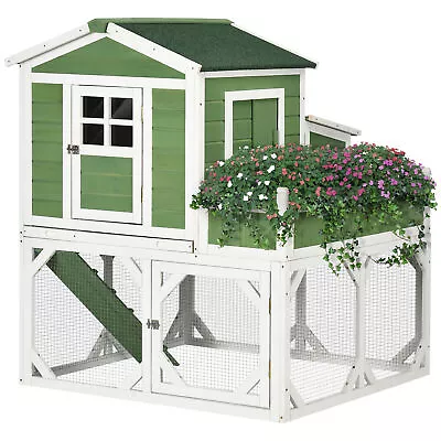 Small Chicken Coop House With Outdoor Run Cage Plant Box Nesting Slide-out Tray • $249.59