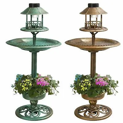 £23.95 • Buy Bird Hotel Feeder & Bath With Solar Light Garden Ornamental Birds Table Station