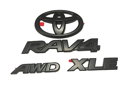 4PCS RAV4 XLE AWD Matte Black Emblem Overlay Badge Fit 2019-2023 • $36.95