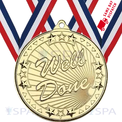 £5.25 • Buy GOLD WELL DONE MEDAL 35th 40th 45th 50th 60th WEDDING ANNIVERSARY ENGRAVED