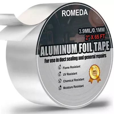 1PACK Aluminum Foil Duct Tape 2inch 3.9 Mil Heavy Duty High Temperature Sealing  • $11.05