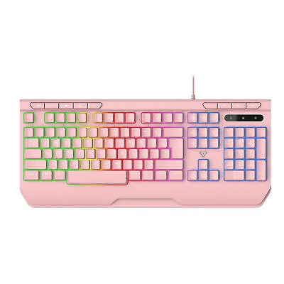 $29.95 • Buy Laser USB Wired Mechanical Gaming Keyboard RGB LED Backlit PC 104 Keys Pink
