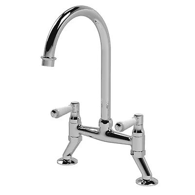 Nuie Traditional Bridge Kitchen Sink Mixer Tap Topaz Lever Handles 2 Tap Holes • £92.95