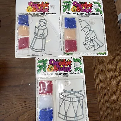 3 Vintage 80s Makit Bakit Stained Glass Suncatcher Kits Sealed • $29.99