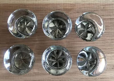 6 Vintage Round Clear Glass Star Pattern Cabinet Knobs Dresser Drawer Pulls • $34.99