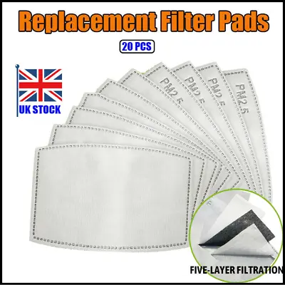 £3.99 • Buy 20PCS Mask Filter Carbon Activated Filter For Adult Face Mouth Cover PM2.5
