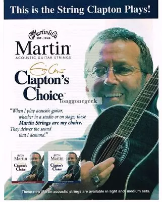 2005 MARTIN Acoustic Guitar Strings ERIC CLAPTON Vintage Print Ad • $8.95