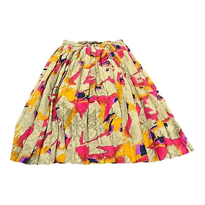 Vintage Fink Model 1980’s Womens Multi Colour Pleated Skirt Size 14 GB • £14.99