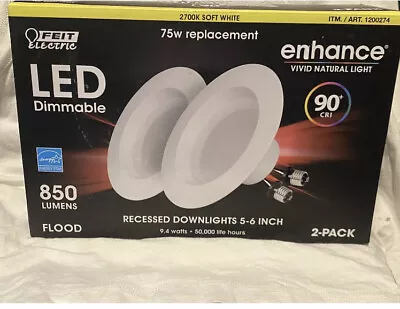 Feit LED 2 Pack Retrofit  5-6 Inch Soft White 2700K (9.4w)75w Replacement • $6