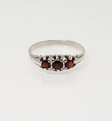 Fully UK Hallmarked Real Garnet Stones Band Ring 925 Silver Size N1/2~O #21383 • £35