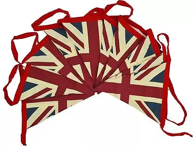 Vintage British Union Jack Flag Cotton Fabric Reuse Bunting Football 5 Meters • £9.99