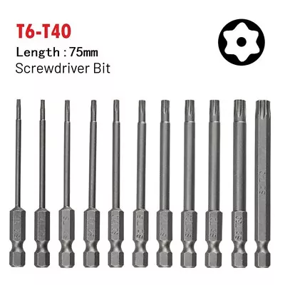 High Strength T40 Magnetic Head Torx Screwdriver Bit 75mm For Easy Operation • $20.07