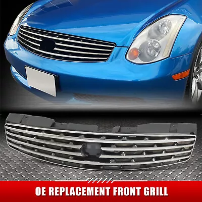 For 03-07 Infiniti G35 Coupe 2Dr OE Style Chrome Shell Blakc Insert Front Grille • $124.91