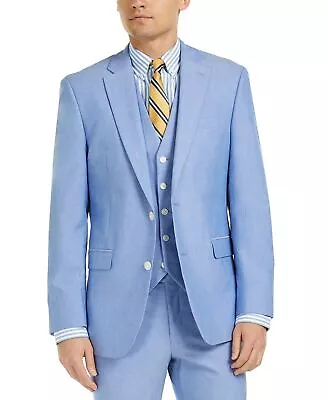 Tommy Hilfiger Men's Modern-Fit Flex Stretch Chambray Sport Coat 42L Blue • $35.63