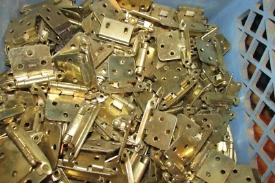 $13 • Buy Lot Of 10 Vintage Brass Finish 2.75  Cabinet Hinges #1393