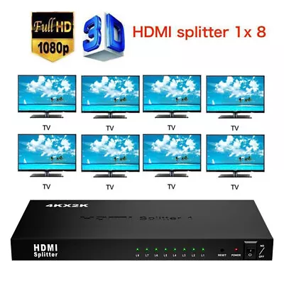 1X8 8 Port HDMI Splitter Switch 1 In 8 Out Repeater Amplifier Hub 3D 4K HD 1080P • $44.22