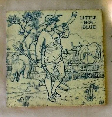 Unique ANTIQUE NURSERY RHYME TILE ~ MAW & Co.  Circa 1870s- 80s LITTLE BOY BLUE  • $145