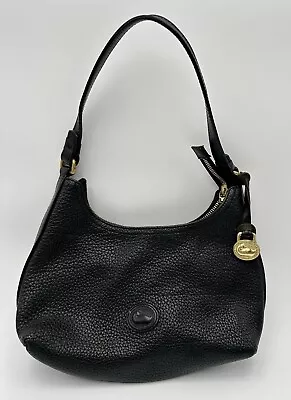 Vintage DOONEY & BOURKE Black Pebbled Grain Leather HoBo Shoulder Handbag Purse • $47.99