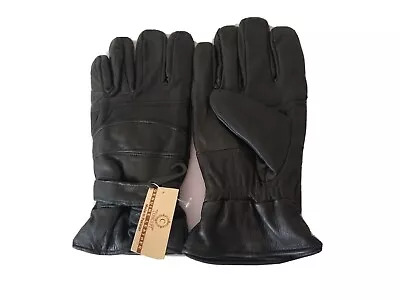 New Genuine Leather Men's Warm Winter Dress Black Gloves  Motorcycle Gloves - • $4.99