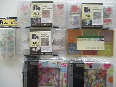 Boxed Embellishments - Shapes tags  Chipboard  Gems  Flowers • £10.99