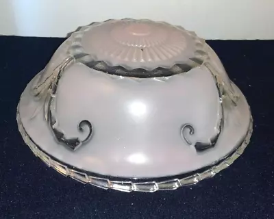 Vintage Art Deco Pink And Clear Glass Ceiling Light Fixture Globe • $29.99