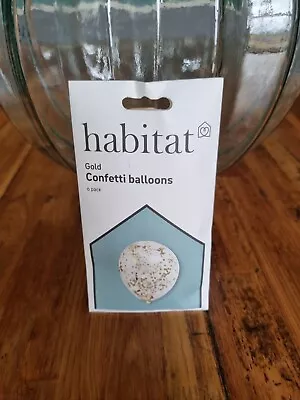 Habitat Gold Confetti Latex Clear Balloons | 6 Balloons & Confetti | Free Post • £1.98