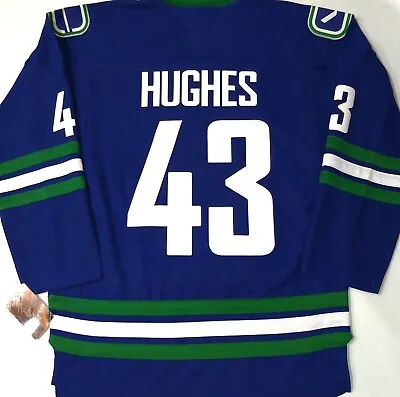 Mens-nwt-s/m Quinn Hughes Vancouver Canucks # 43 Nhl Licensed Hockey Jersey • $99.99