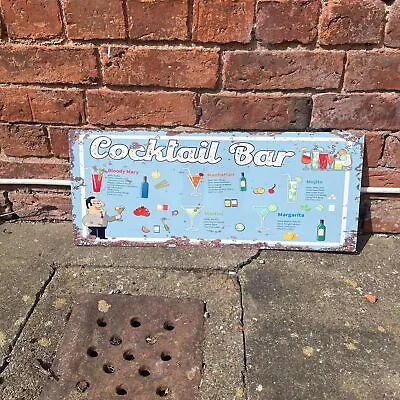 Cocktail Bar  - Metal Vintage Wall Sign • £3.99