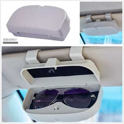 Car SUV Sun Visor Mount Sunglasses Storage Clip Case Holder Box Grey ABS Plastic • £11.09