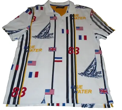 Vintage 90s Nautica Mens Sail Boat Racing Flags Polo Shirt #83 Sailing Size XL • $27.97