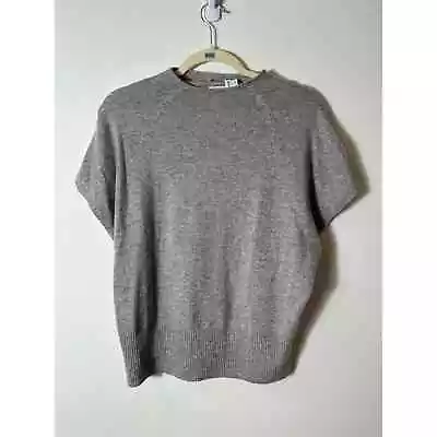 Vince Gray Draped Shoulder Short Sleeve Relaxed 100% Cashmere Sweater Sz XS • $31.59