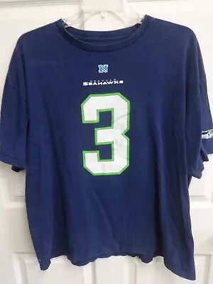 Vintage NFL Seattle Seahawks Russell Wilson # 3 Jersey T-Shirt Men 2XL • $25.49