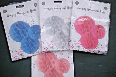 3 Pack Honeycomb Paper Ball Christmas Wedding Party Hanging Decoration • £2.95