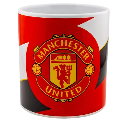 Manchester United Fc Crest 20oz Stripe Jumbo Mug - Official Football Gift Mufc • £16.99