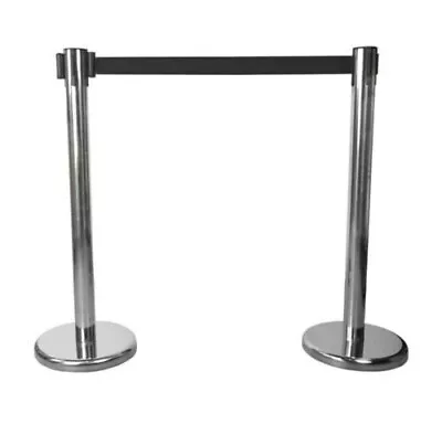 £26.99 • Buy 2 Pcs Heavy Duty Retractable Crowd Control Barrier With 2 Belt Strip 2.5 M