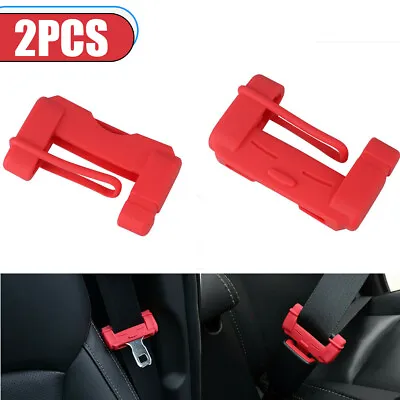 2x Car Seat Belt Buckle Clip Silicone Anti-Scratch Protector Cover Red Accessory • $5.90