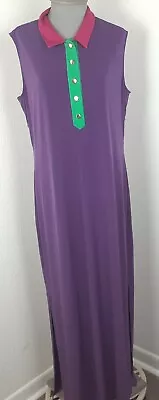 Vtg Vicky Tiel Women's Sleeveless Maxi Dress Color Block Purple Sz XL • $18